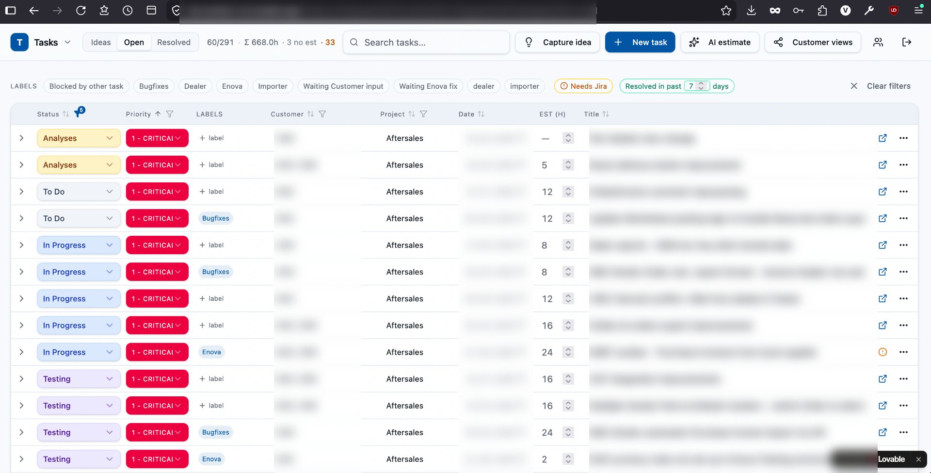 Customer Product OS screenshot