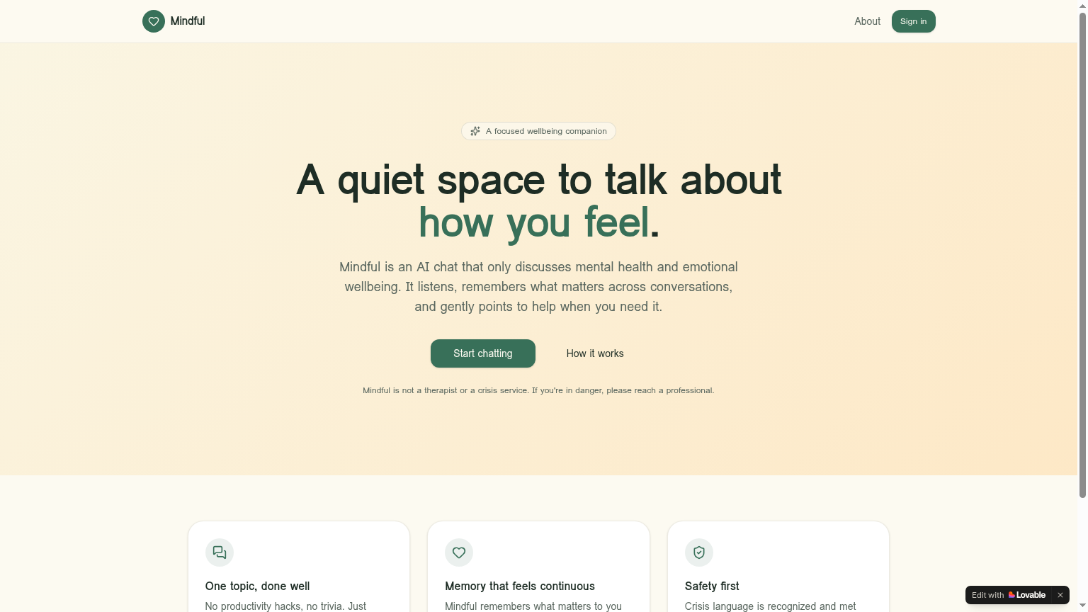 Mindful Chat Bot screenshot
